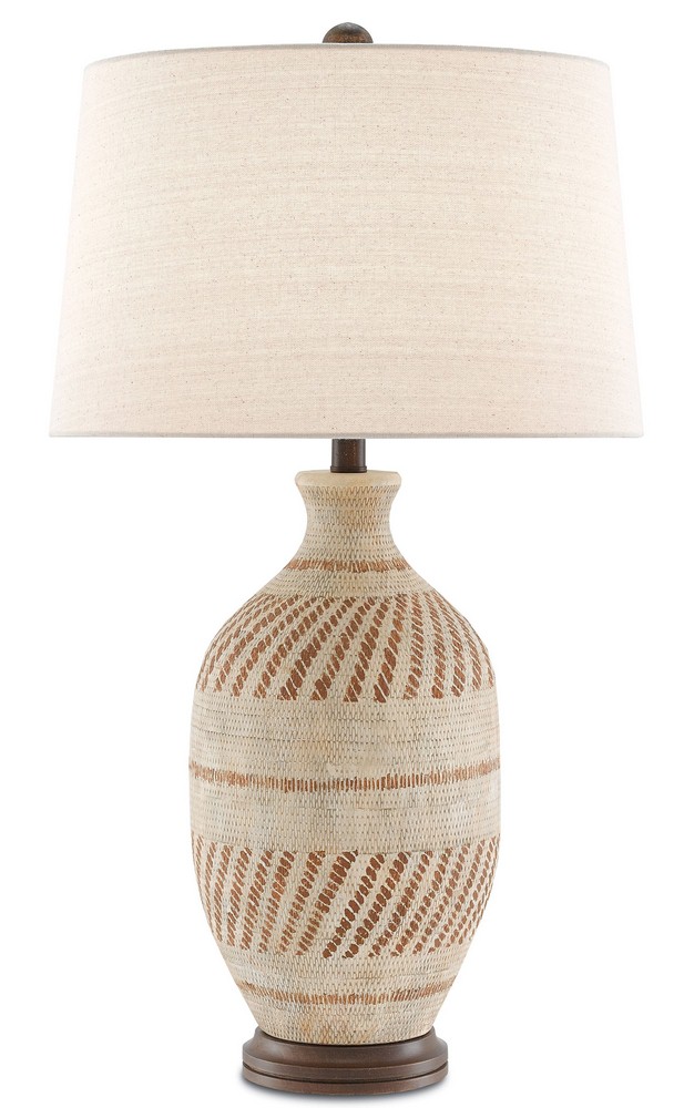 Currey and Company-6000-0088-Faiyum - One Light Table Lamp Tan/Brown/Hand-Rubbed Bronze Finish with Flax Linen Shade