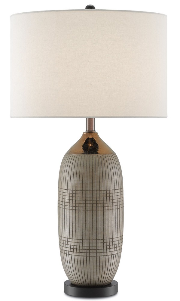 Currey and Company-6000-0096-Alexander - 1 Light Table Lamp   Matte & Glossy Gold/Black Finish with Vanilla Linen Shade