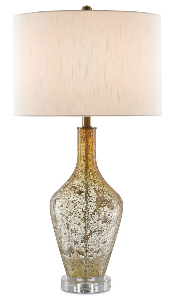 Currey and Company-6000-0118-Habib - 1 Light Table Lamp   Champagne Speckle Finish with Eggshell Shantung Shade