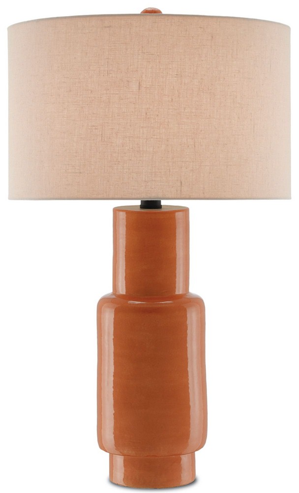 Currey and Company-6000-0192-Janeen - One Light Table Lamp Orange/Satin Black Finish with Flax Linen Shade