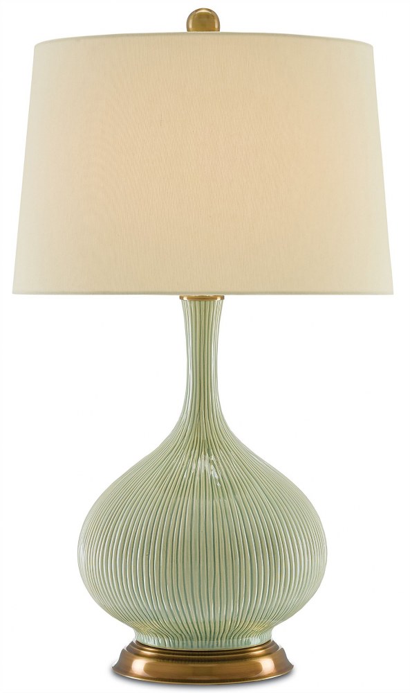 Table Lamp Brass Linen Shade Currey