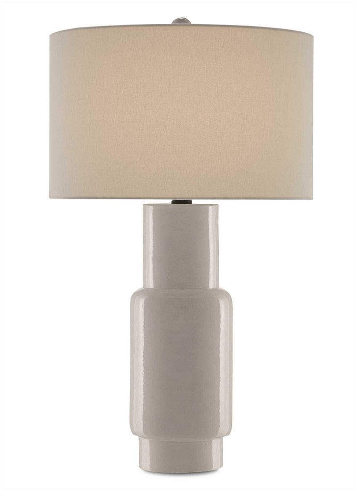 Currey and Company-6000-0300-Janeen - 1 Light Table Lamp   White/Satin Black Finish with Off White Linen Shade