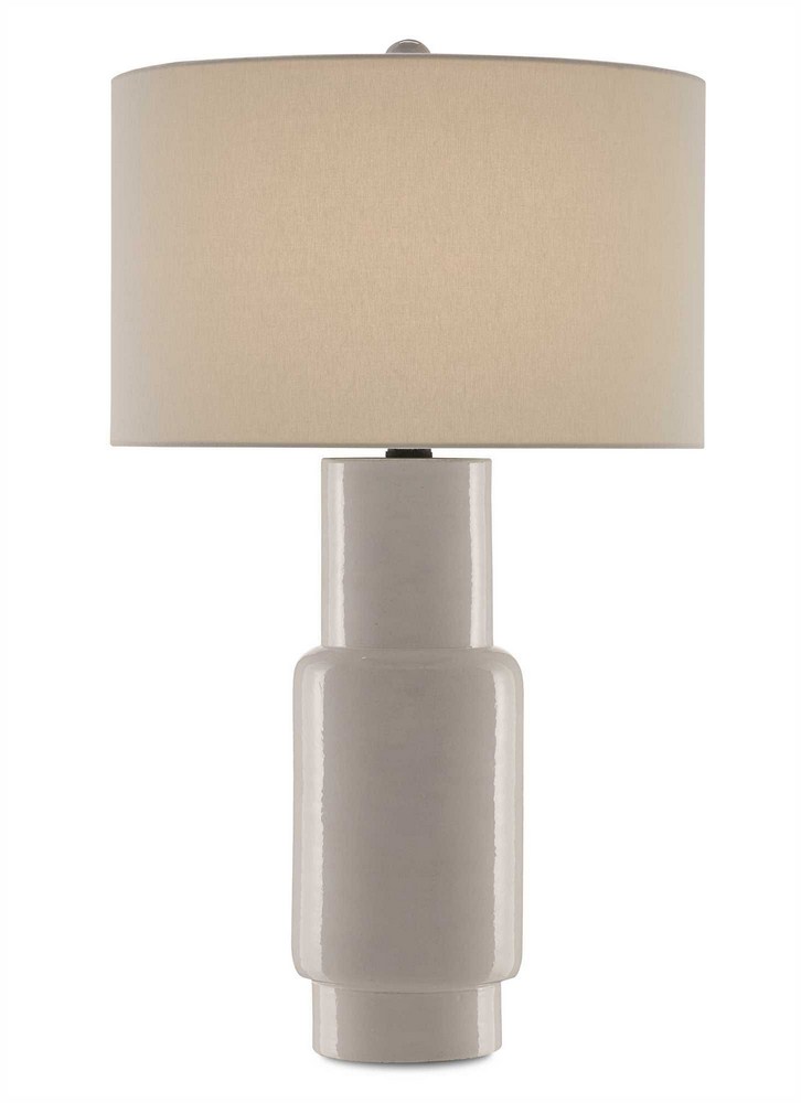 Currey and Company-6000-0300-Janeen - 1 Light Table Lamp White/Satin Black  White/Satin Black Finish with Off White Linen Shade