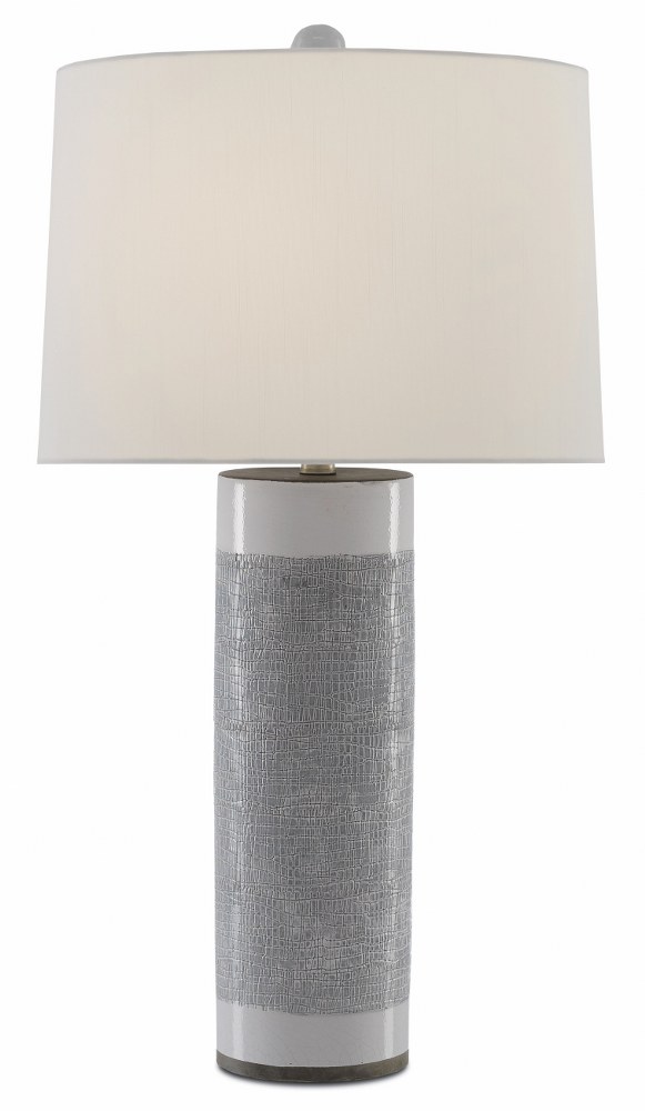 Currey and Company-6000-0422-Westmoore - One Light Table Lamp Putty/White/Contemporary Silver Leaf Finish with Off White Shantung Shade