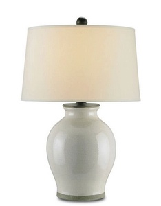 Currey and Company-6432-Fittleworth - 1 Light Table Lamp   Feather Gray Finish with Off White linen Shade