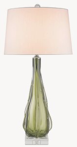 Currey and Company-6674-Zephyr - 1 Light Table Lamp   Green/Clear Finish with Off White Shantung Shade