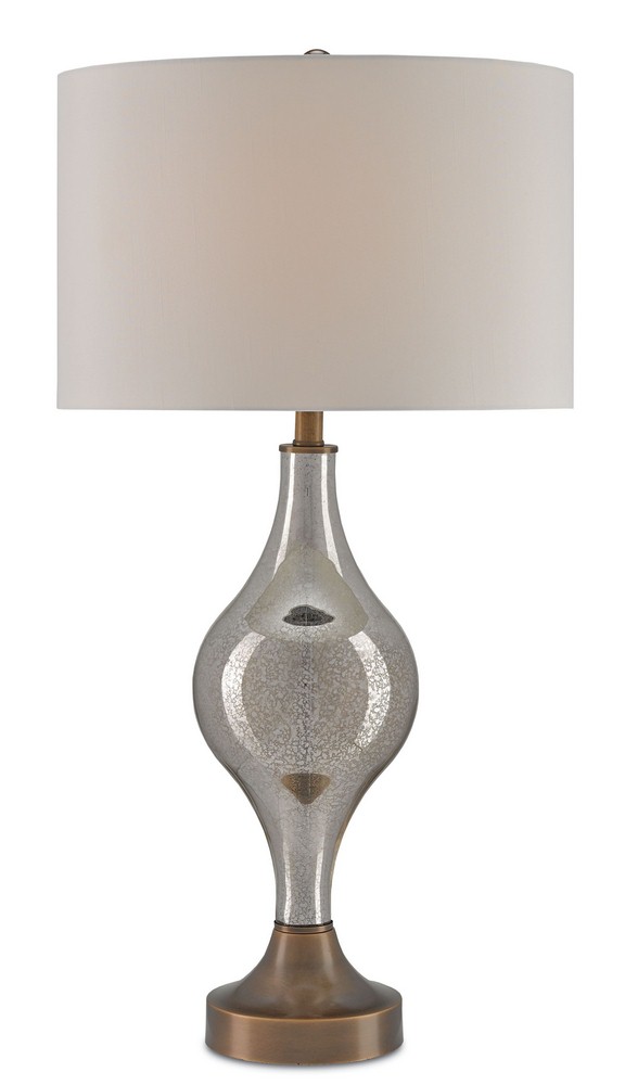 Currey and Company-6889-Tara - 1 Light Table Lamp   Coffee Bronze Finish with Gold Mercury Glass with White Shantung Shade
