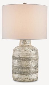 Currey and Company-6998-Paolo - 1 Light Table Lamp   Washed White Finish with Off White Linen Shade