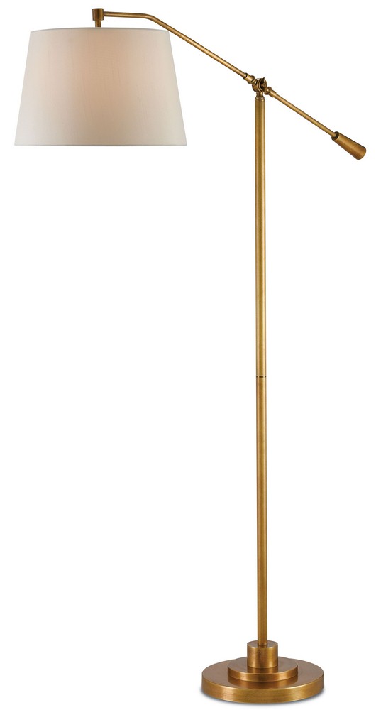 Currey and Company-8000-0002-Maxstoke - 1 Light Floor Lamp   Antique Brass Finish with Beige Shantung Shade