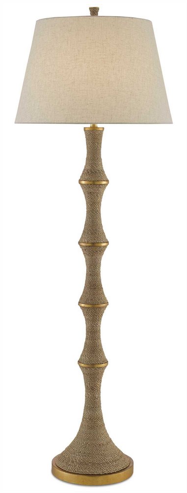 Currey and Company-8000-0039-Bourgeon - 1 Light Floor Lamp   Natural/Dark Contemporary Gold Leaf Finish with Beige Poplin Cotton Shade