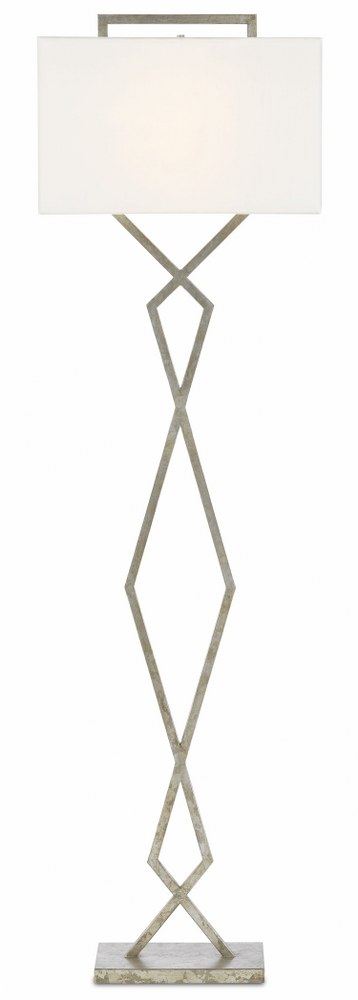 Currey and Company-8000-0080-Evelyn - One Light Floor Lamp Pyrite Bronze Finish with Off White Shantung Shade