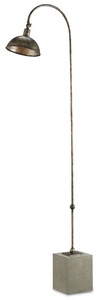 Currey and Company-8062-Finstock - 1 Light Floor Lamp   Pyrite Bronze/Polished Concrete Finish