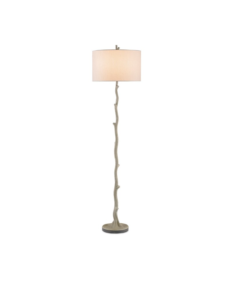 Currey and Company-8064-Beaujon - 1 Light Floor Lamp   Polished/Aged Steel Finish with Off White Linen Shade