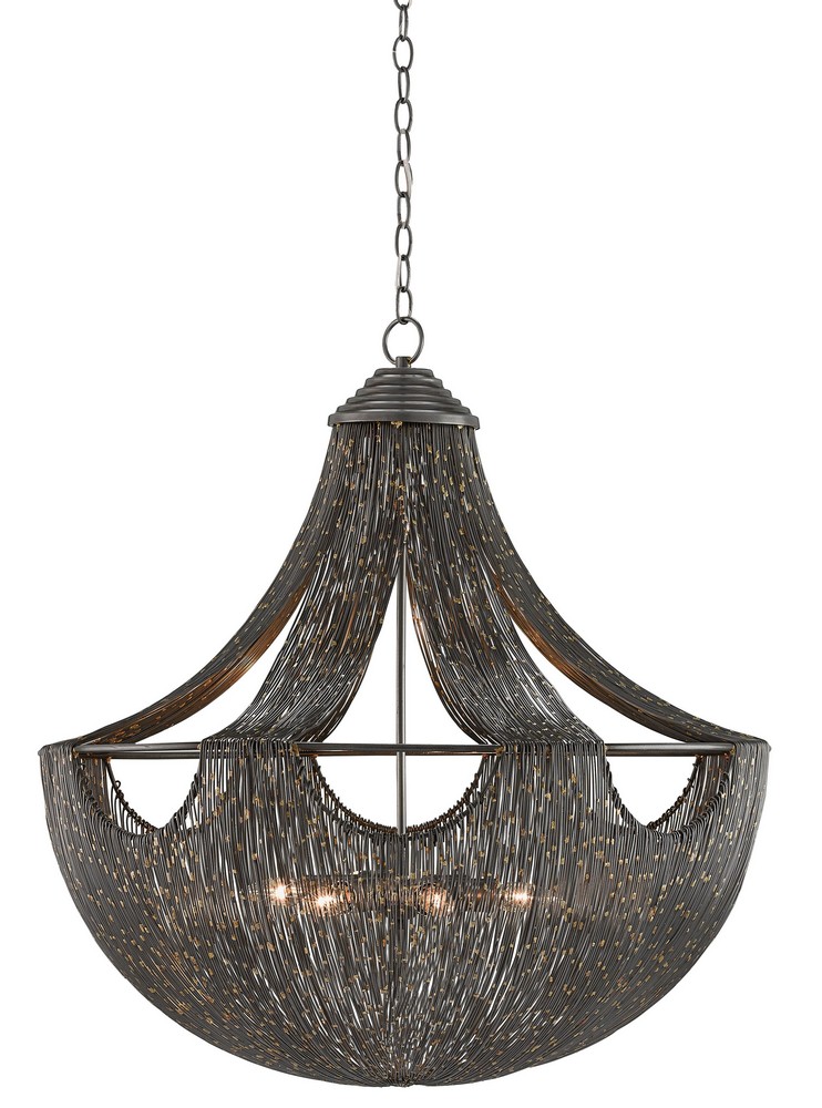 Currey and Company-9000-0018-Eduardo - 6 Light Chandelier   Natural Iron/Brass Finish