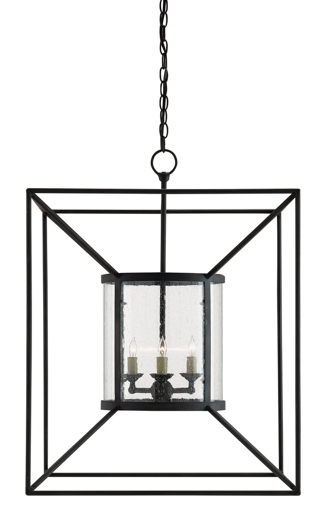 Currey and Company-9000-0022-Ennis - 4 Light Lantern   Black Bronze Finish with Seeded Glass