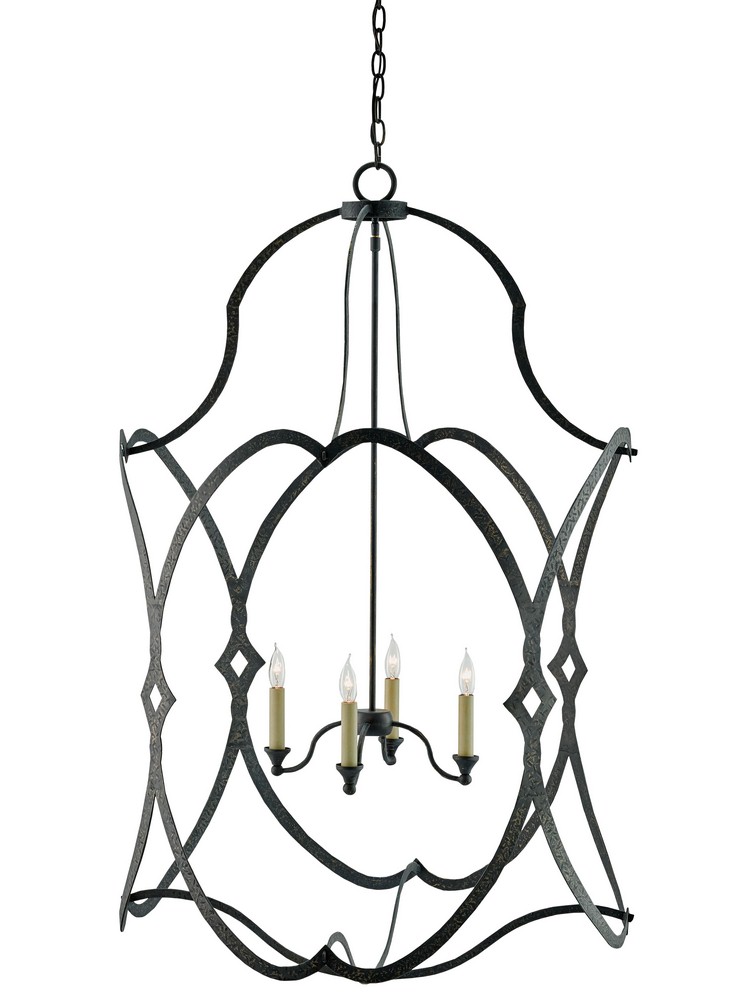 Currey and Company-9000-0025-Charisma - 4 Light Large Lantern   French Black Finish