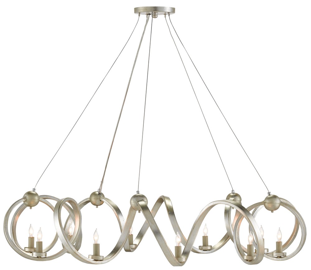 Currey and Company-9000-0059-Ringmaster - 10 Light Chandelier   Contemporary Silver Leaf Finish