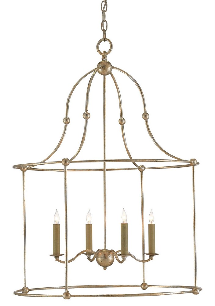 Currey and Company-9000-0068-Fitzjames - 4 Light Large Lantern Silver Granello  Silver Granello Finish