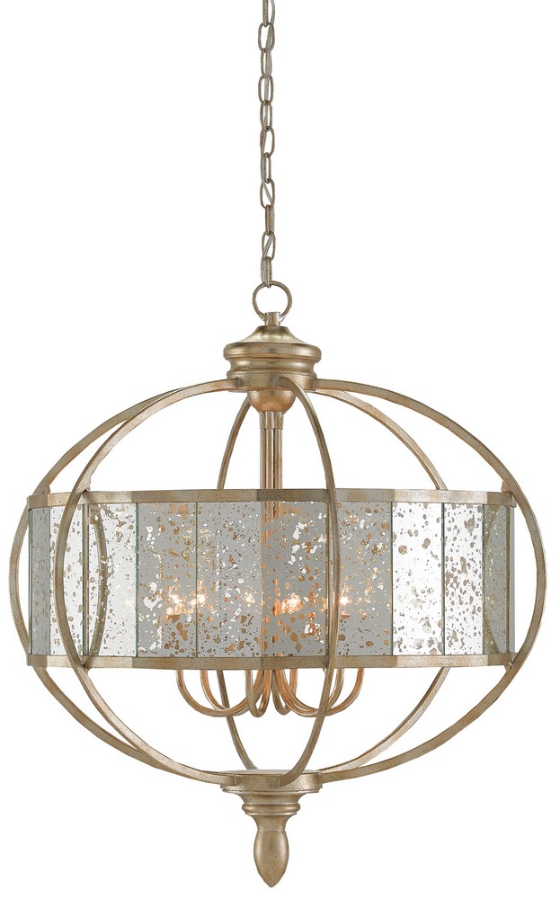 Currey and Company-9000-0072-Florence - 6 Light Chandelier Silver Granello  Silver Granello Finish with Raj Mirror Glass