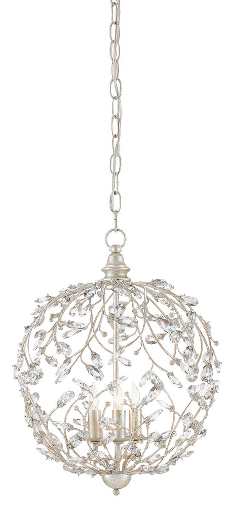 Currey and Company-9000-0076-Crystal Bud - 3 Light Orb Chandelier Silver Granello  Silver Granello Finish