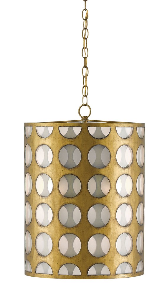 Currey and Company-9000-0111-Go-Go - 3 Light Pendant   Brass Finish with Opaque Glass
