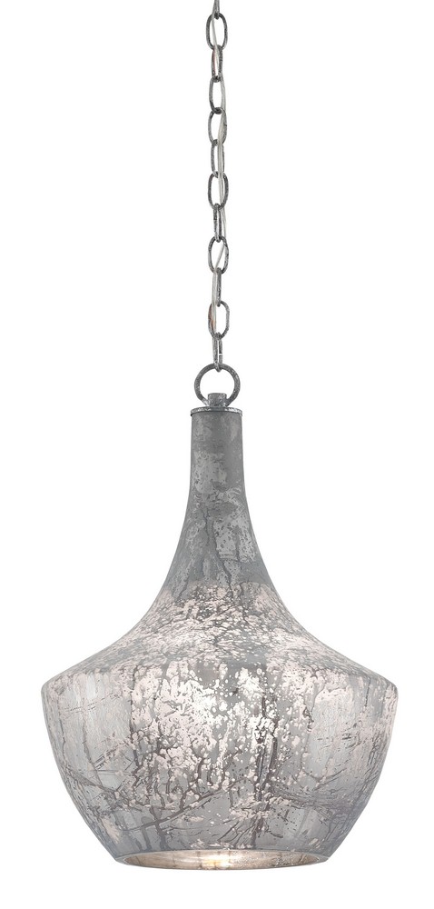 Currey and Company-9000-0124-Segreto - 1 Light Pendant   Antique Gray/Cloud Finish with Mirrored Glass