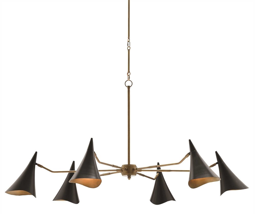 Currey and Company-9000-0311-Library - 6 Light Chandelier   Oil Rubbed Bronze/Antique Brass Finish