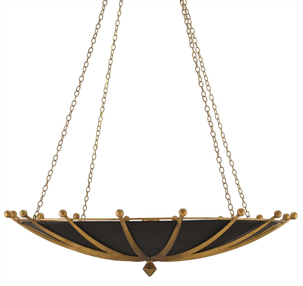 Currey and Company-9000-0319-Fontaine - 6 Light Chandelier   Antique Gold Leaf/Contemporary Gold Leaf/Satin Black Finish