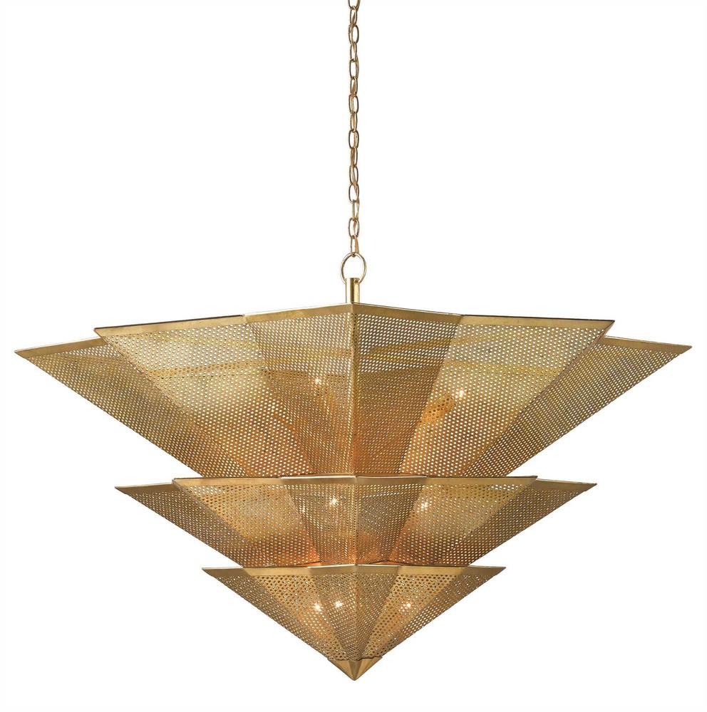 Currey and Company-9000-0359-Hanway - 9 Light Chandelier   Antique Gold Leaf Finish