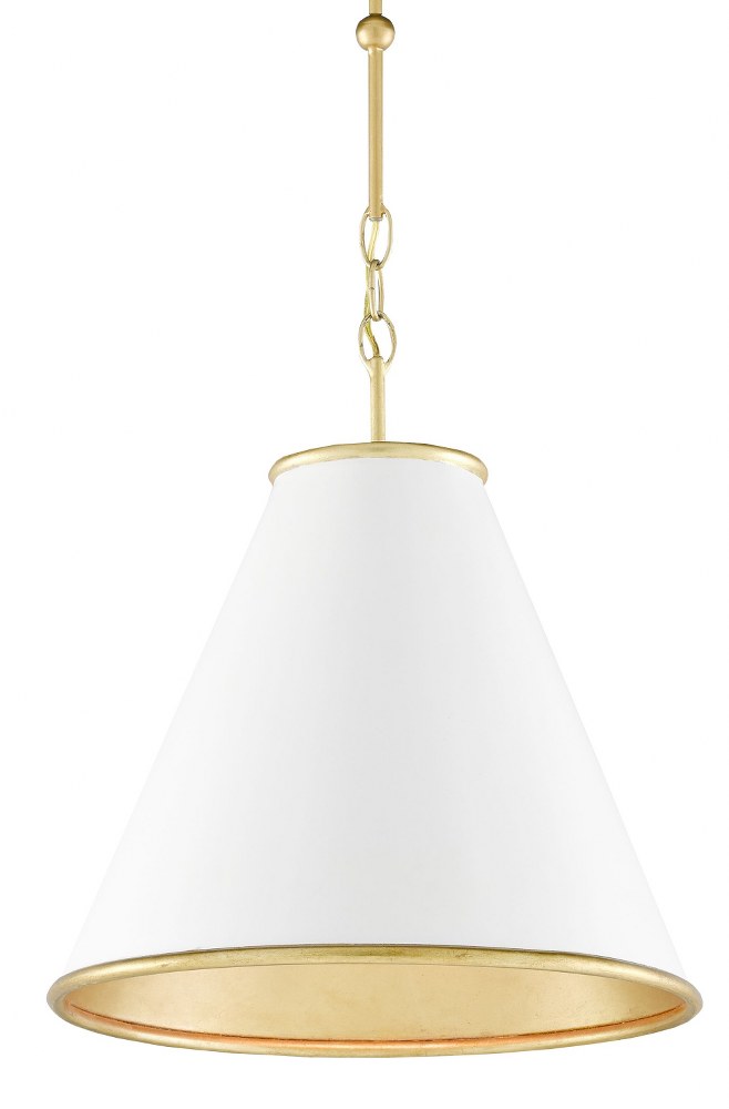 Currey and Company-9000-0536-Pierrepont - One Light Small Pendant Painted Gesso White/Contemporary Gold Leaf/Painted Gold Finish
