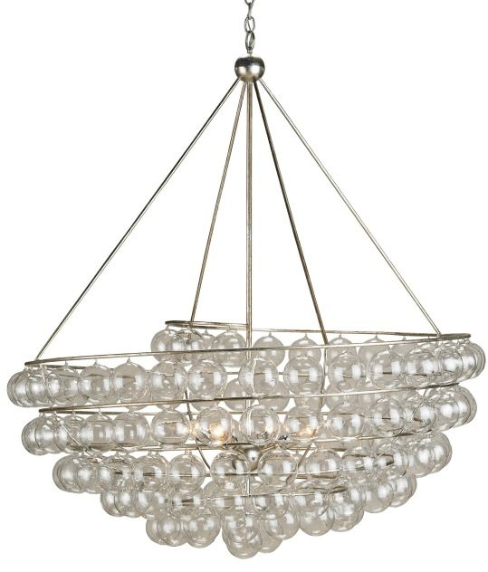 Currey and Company-9002-Stratosphere - 4 Light Chandelier   Contemporary Silver Leaf Finish