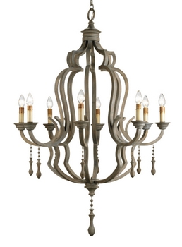 Currey and Company-9010-Waterloo - 8 Light Chandelier   Washed Gray Finish