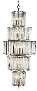 Currey and Company-9311-Bevilacqua - 18 Light Large Chandelier   Silver Leaf Finish with Reflective Glass