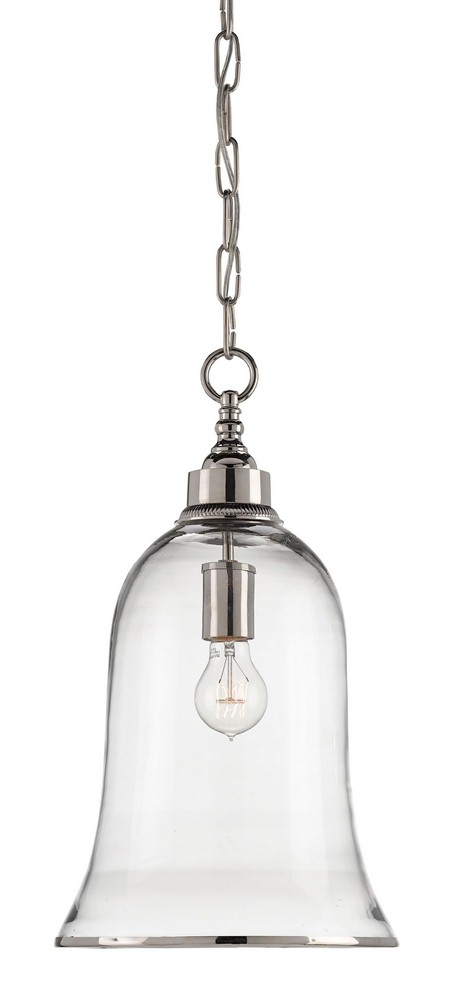Currey and Company-9382-Campanile - 1 Light Pendant   Nickel Finish with Clear Glass