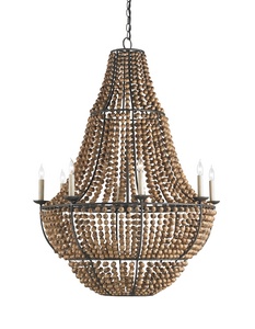 Currey and Company-9502-Falconwood - 8 Light Chandelier   Old Bronze/Natural Finish