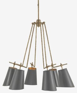 Currey and Company-9503-Jean-Louis - 6 Light Chandelier   Old Brass/Marbella Black/Contemporary Gold Leaf Finish