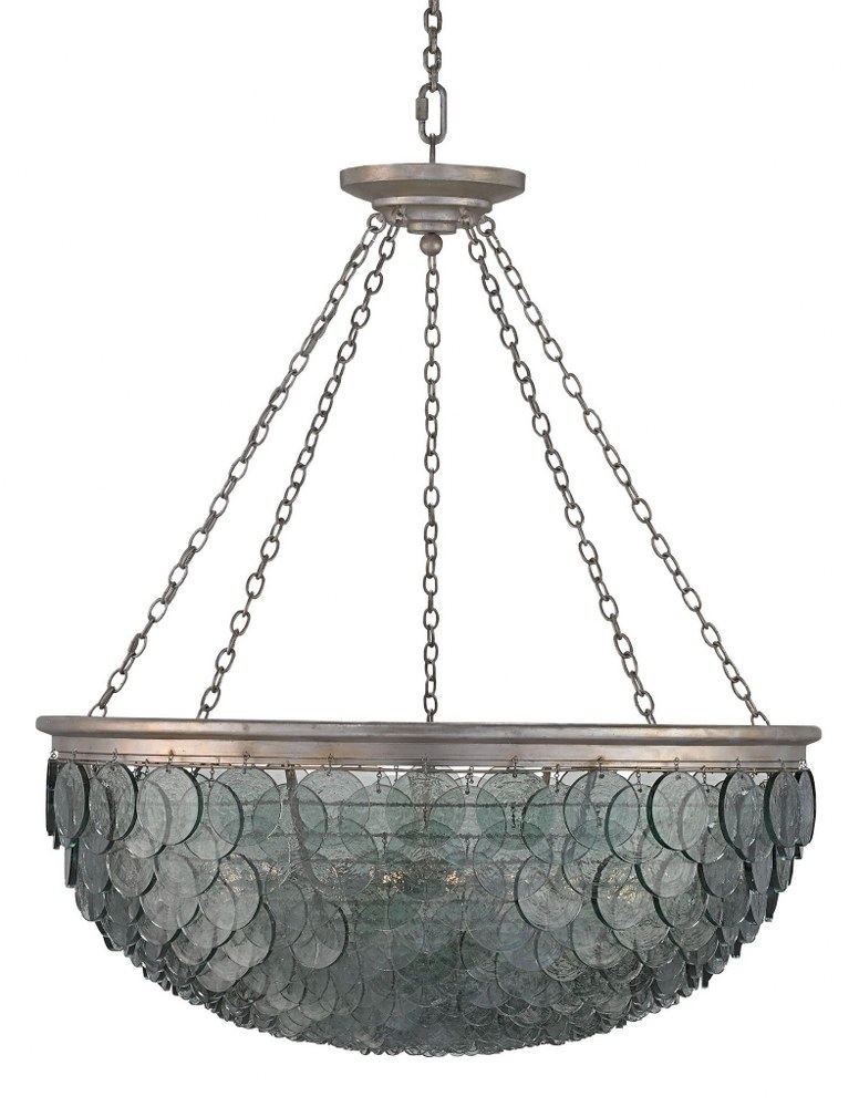 Currey and Company-9511-Quorum - 20 Light Large Chandelier   Silver Leaf Finish with Recycled Glass