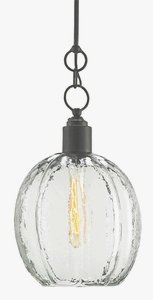 Currey and Company-9514-Aquaterra - 1 Light Pendant   Old Iron Finish with Recast Glass