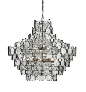 Currey and Company-9520-Galahad - 12 Light Chandelier   Bronze Finish with Recycled Glass