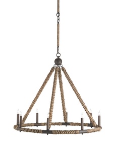 Currey and Company-9536-Bowline - 8 Light Chandelier   Natural/Rust Finish