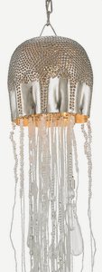 Currey and Company-9552-Medusa - 1 Light Small Pendant   Nickel Finish with Clear Beads Glass