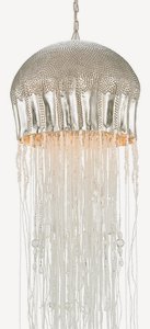 Currey and Company-9558-Medusa - 1 Light Large Pendant   Nickel Finish with Clear Beads Glass