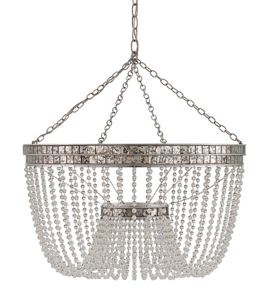 Currey and Company-9685-Highbrow - 8 Light Chandelier   Contemporary Silver Leaf/Distressed Silver Leaf Finish