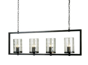 Currey and Company-9742-Longhope - 12 Light Rectangular Chandelier   Bronze Gold Finish with Stamped Glass