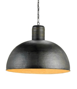 Currey and Company-9781-Saga - 1 Light Pendant   Dark Blackened Steel Finish