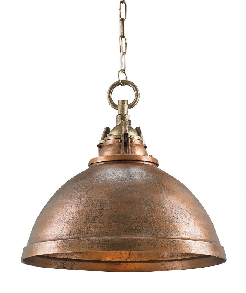 Currey and Company-9857-Admiral - 1 Light Pendant   Copper/Antique Brass Finish