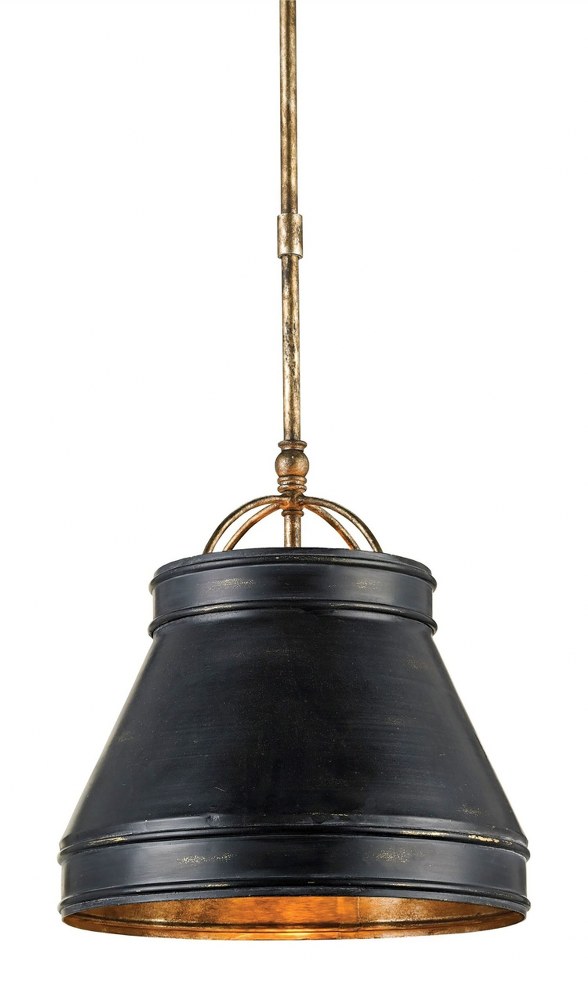 Currey and Company-9868-Lumley - 1 Light Pendant French Black/Pyrite Bronze  Polished Nickel Finish