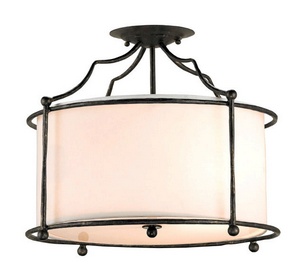 Currey and Company-9904-Cachet - 3 Light Pendant   Mayfair Finish with Acrylic Glass with Off White Linen Shade