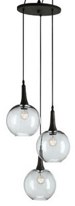 Currey and Company-9969-Beckett Trio - 3 Light Pendant   Emery Rust Finish with Gray Glass