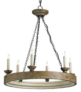 Currey and Company-9972-Beachhouse - 6 Light Chandelier   Smokewood Crackle/London Black Finish